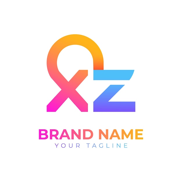 La letra xz es una plantilla de diseño de logotipo de gradiente vectorial de logotipo colorido
