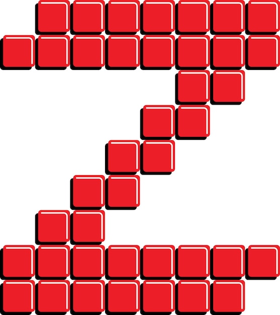La letra Z del alfabeto en mayúscula en la fuente Retro Pixel Art