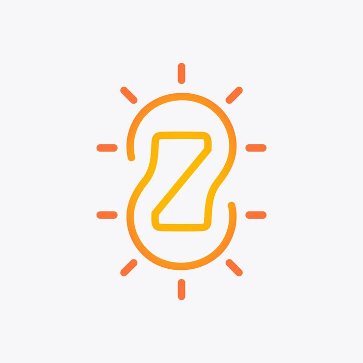 La letra Z está formada por dos símbolos de bombillas que se combinan para formar un logotipo único pero simple.