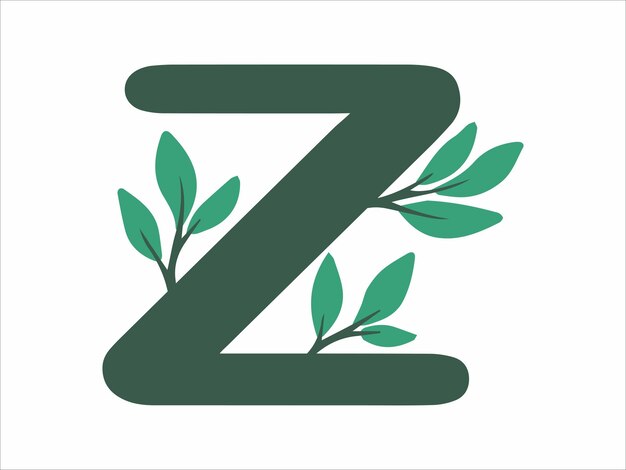 La letra Z con la ilustración de la hoja botánica