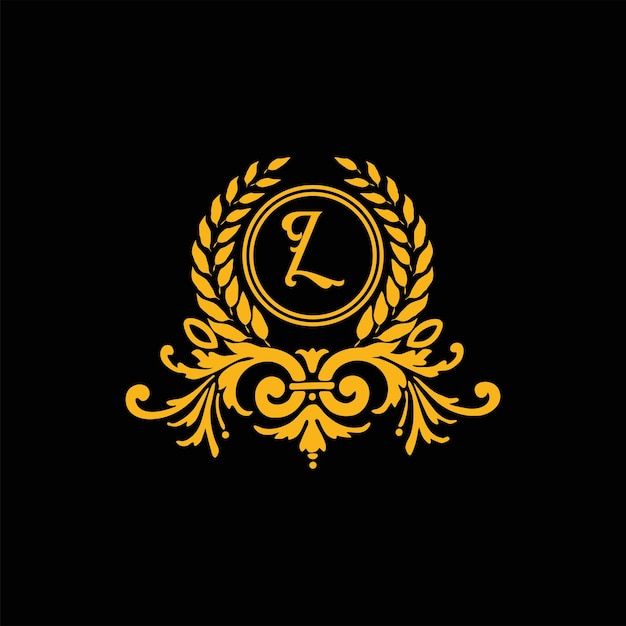 Letra Z Ilustración de vector de diseño de logotipo dorado de lujo ornamental