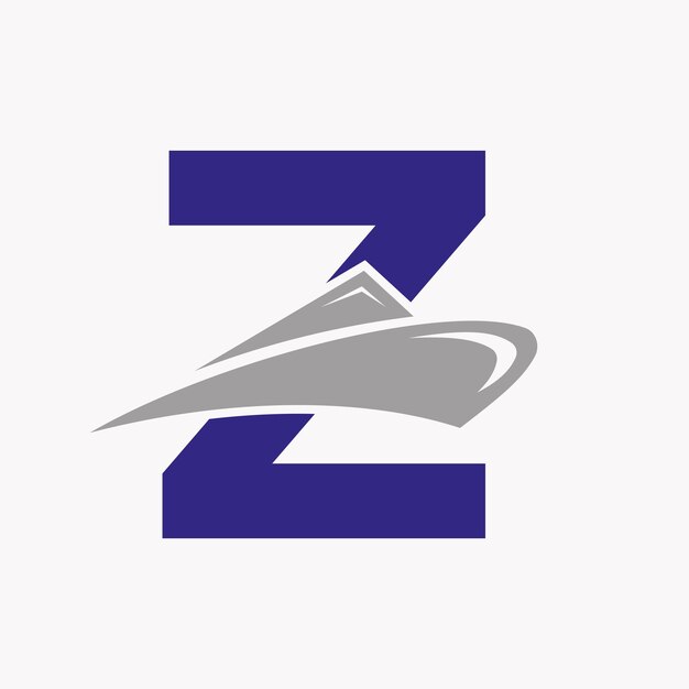 Letra Z Logotipo de barco de crucero Icono de barco Símbolo de yate Plantilla de vector de logotipo marino