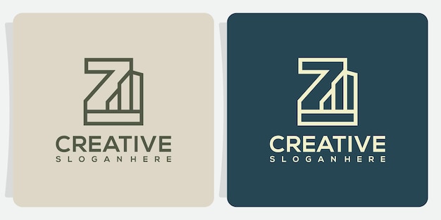 Letra Z de lujo con el logotipo de la línea de construcción