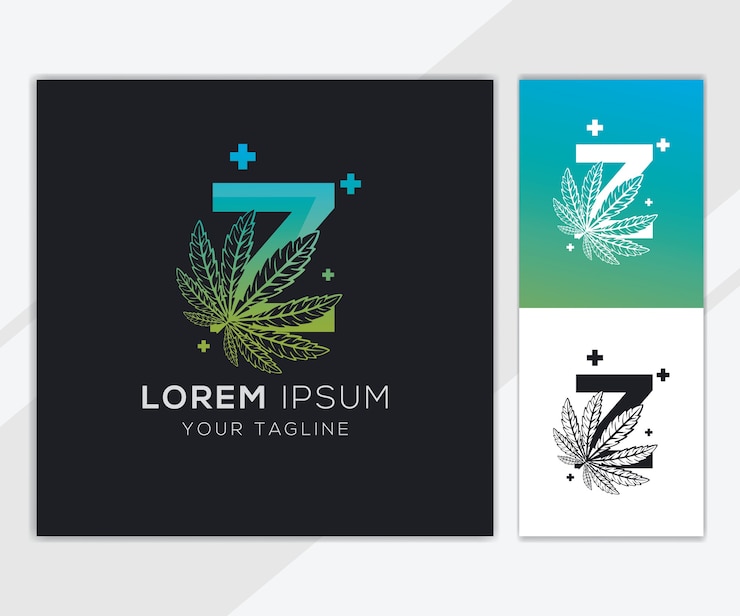 Vector letra z con plantilla de logotipo de cannabis abstracto