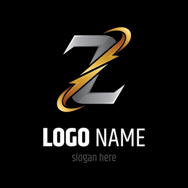Letra Z con plantilla de logotipo de trueno