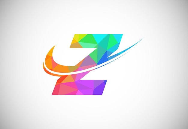 Vector letra z poligonal baja polivinílica con un logotipo de swoosh logotipo vectorial moderno para identidad empresarial y empresarial