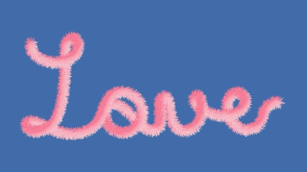 Letrado de amor rosa con gradiente vectorial esponjoso y signo 3D