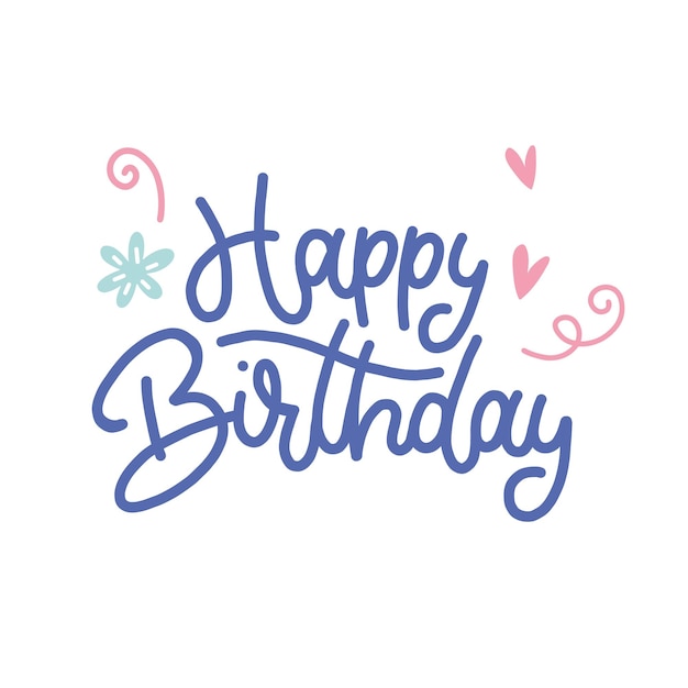 Letrado de cumpleaños dibujado a mano en blanco