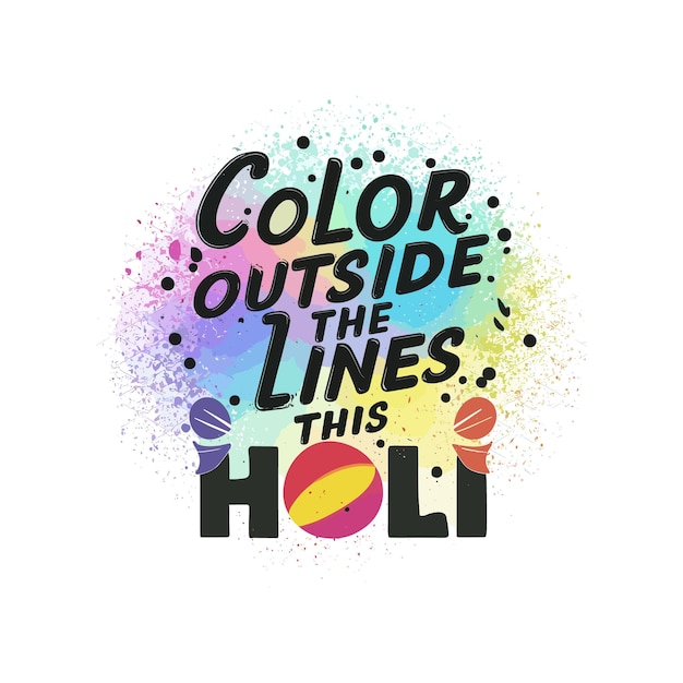 Letrado feliz Holi Feliz celebración de Holi Fondo plantilla de diseño de camiseta Holi