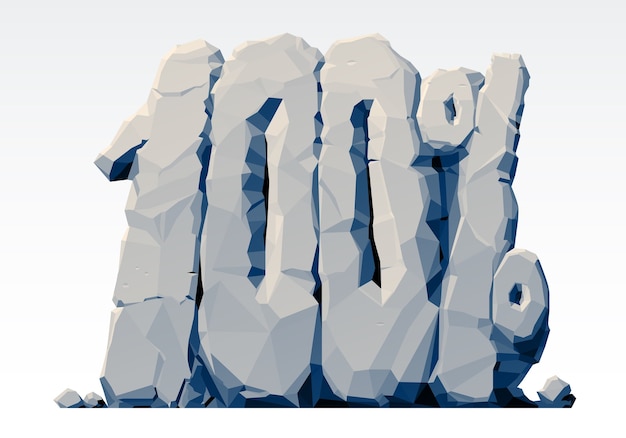 Vector letras de 100 por ciento de piedra gris 3d