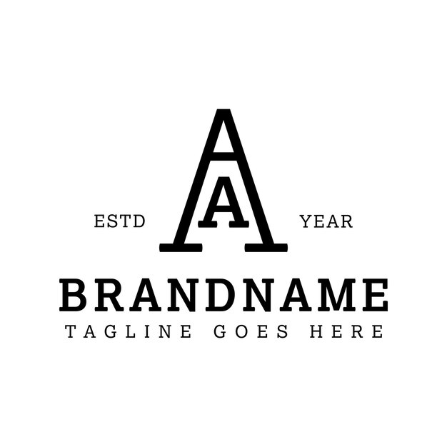 Letras AA Monograma Serif Logotipo adecuado para cualquier negocio con iniciales AA