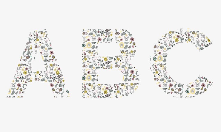 Letras ABC del monograma de Pascua con patrón de Pascua dentro