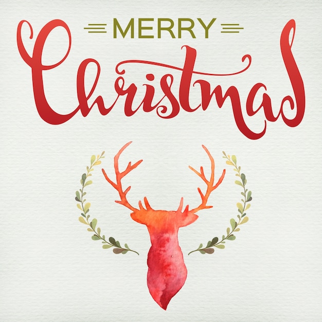 Letras de acuarela venado de Navidad