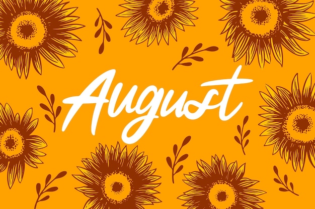 Vector letras de agosto florales dibujadas a mano