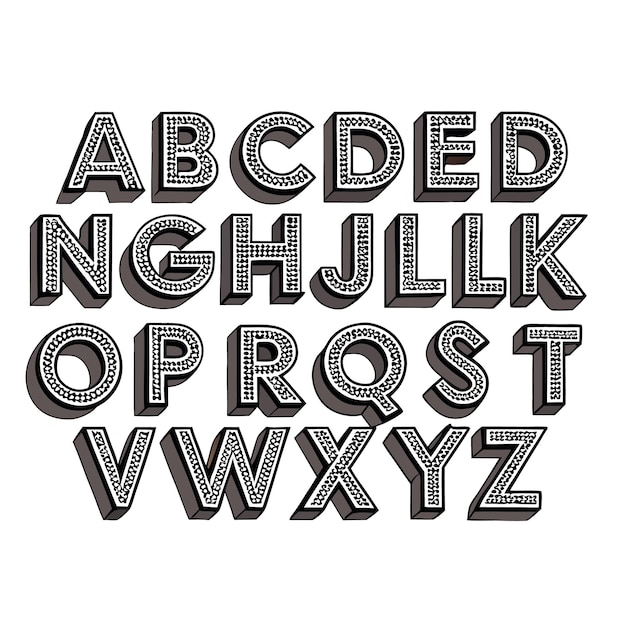 Letras del alfabeto 3D con diseño ornamentado