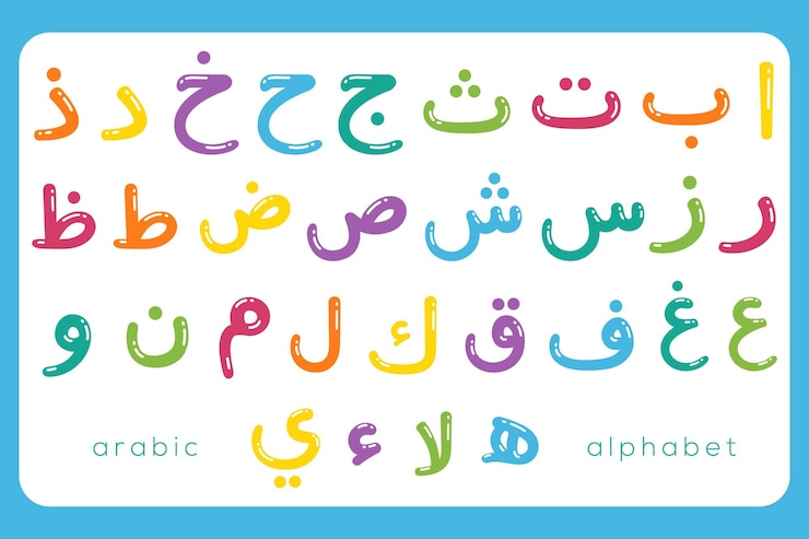 Vector letras del alfabeto árabe o letras hijiyah para el aprendizaje de los niños musulmanes