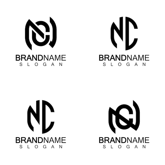 Letras del alfabeto CN o NC diseño de logotipo empresarial