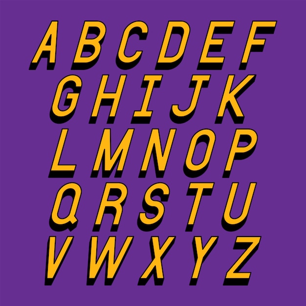Letras del alfabeto con efecto isométrico 3d
