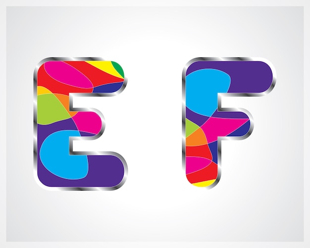 Vector letras del alfabeto de estilo de formas multicolores aisladas sobre fondo gris