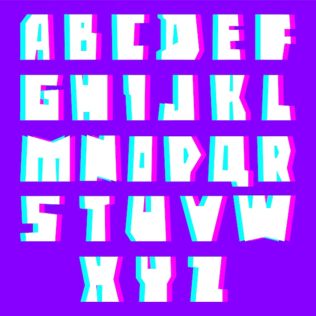 Letras del alfabeto glitch con efecto