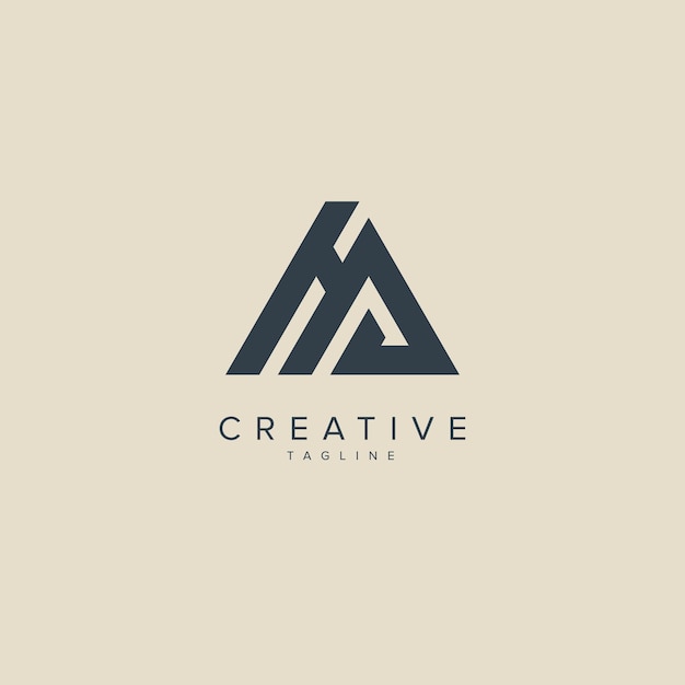Letras del alfabeto HA AH Logotipo de la empresa Inicial basado en monograma Icon Vector