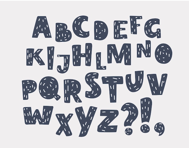 Letras del alfabeto inglés en blanco y negro