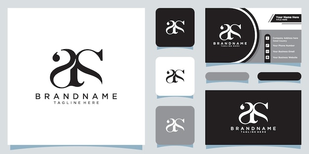 Letras del alfabeto Iniciales Logotipo del monograma AS SA A y S con diseño de tarjeta de visita Vector Premium