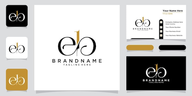 Letras del alfabeto Iniciales Logotipo del monograma EB o BE E y B con vector premium de diseño de tarjeta de visita