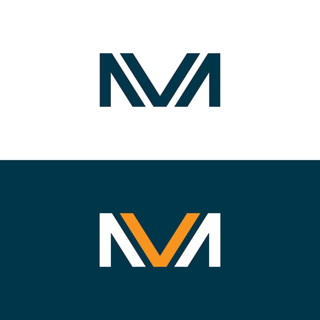 Letras del alfabeto Iniciales logotipo del monograma mv VM M y V