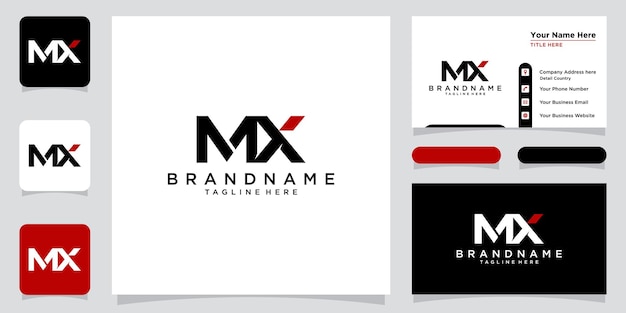 Letras del alfabeto Iniciales Logotipo del monograma MX XM M y X con diseño de tarjeta de visita Vector Premium