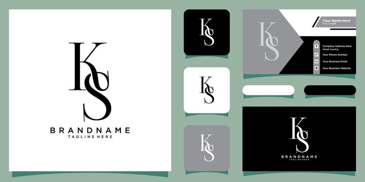 Vector letras del alfabeto iniciales monogram logo ks con diseño de tarjeta de visita vector premium