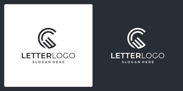 Letras del alfabeto Logotipo inicial del monograma CW, WC, C y W. vector premium
