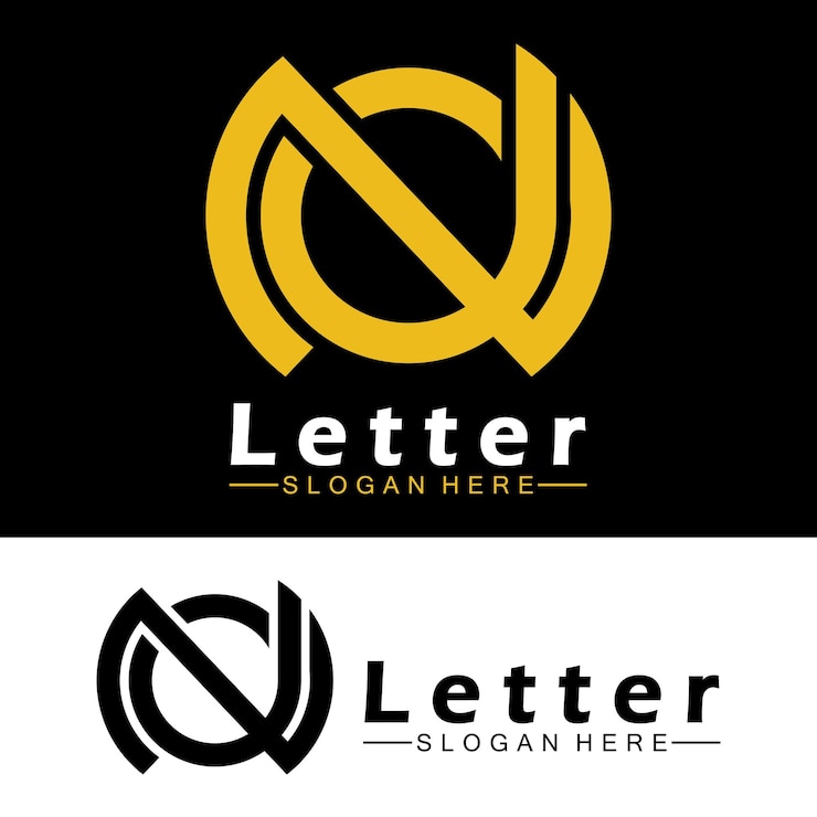 Vector las letras del alfabeto, el logotipo del monograma dn nd d y n, el diseño elegante y profesional del icono de la letra