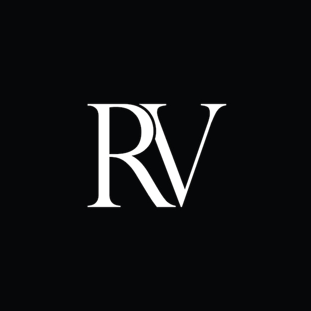 letras del alfabeto logotipo rv monograma