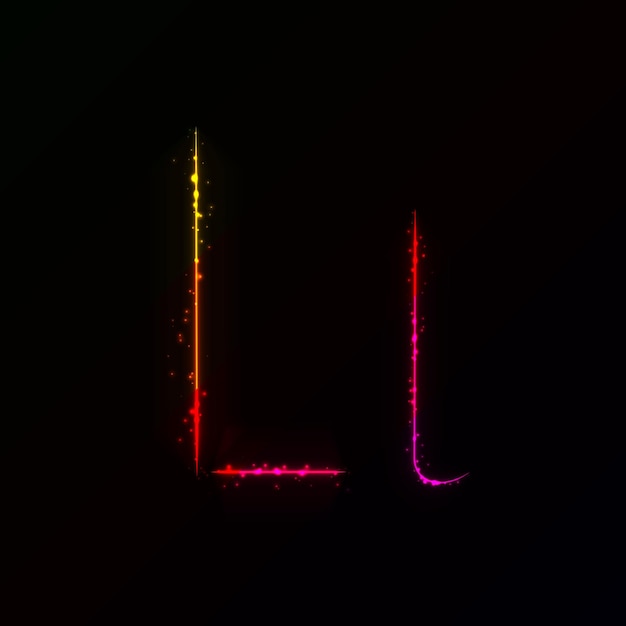 Letras del alfabeto de luces degradadas sobre fondo oscuro