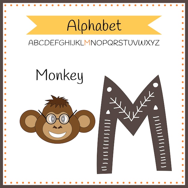 Letras del alfabeto en mayúsculas en inglés sobre un fondo blanco Letra M Ilustración vectorial
