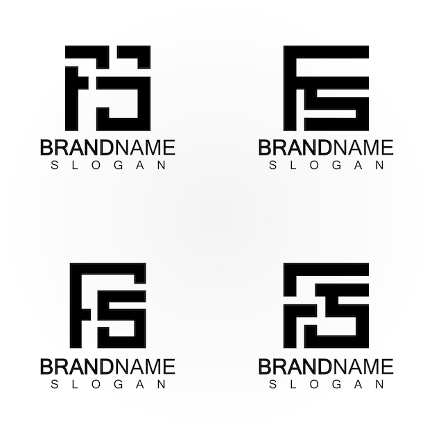 Letras del alfabeto monograma logotipo FS elegante y profesional diseño de icono de letra de color negro