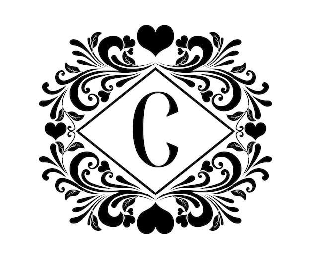 Letras del alfabeto monograma, para san valentín de bodas, impresas en tazas, camisetas, tarjetas de felicitación, etc.