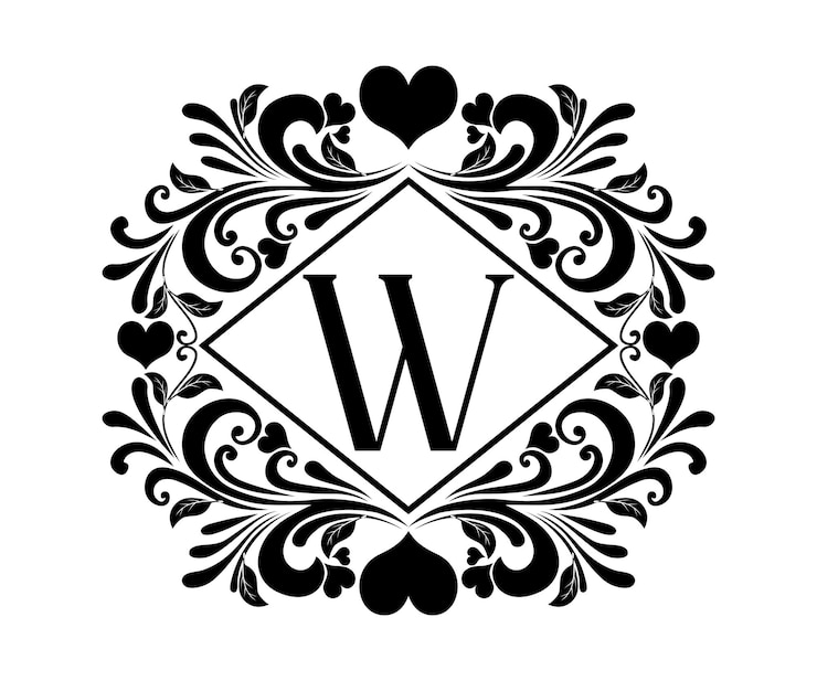 Vector letras del alfabeto monograma, para san valentín de bodas, impresas en tazas, camisetas, tarjetas de felicitación, etc.