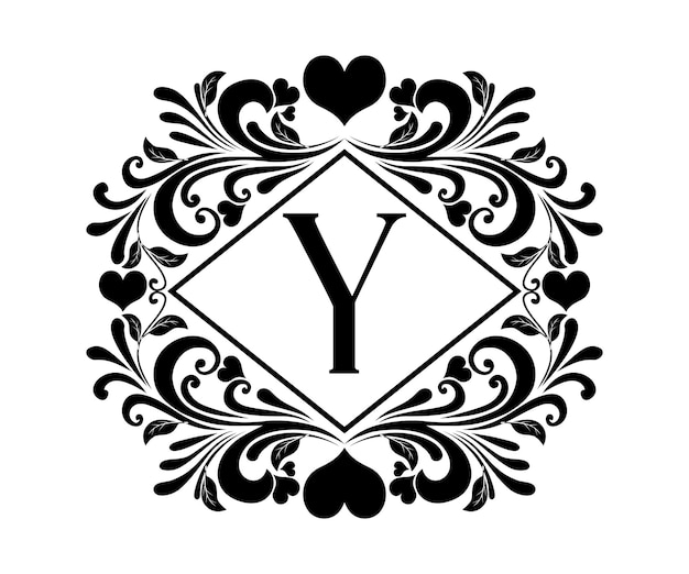 Vector letras del alfabeto monograma, para san valentín de bodas, impresas en tazas, camisetas, tarjetas de felicitación, etc.