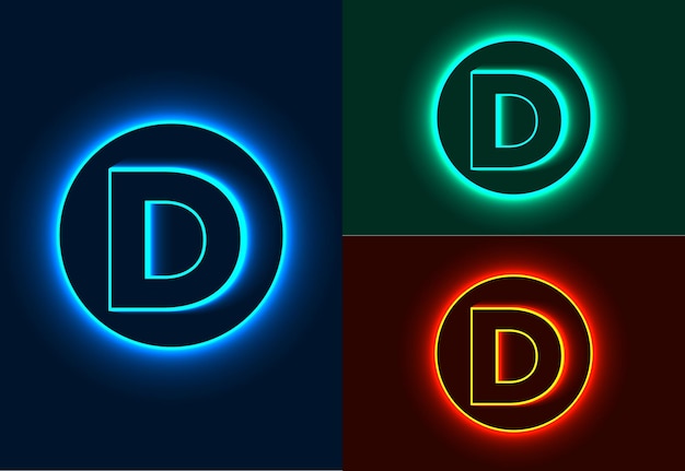 Letras del alfabeto de neón D vector diseño