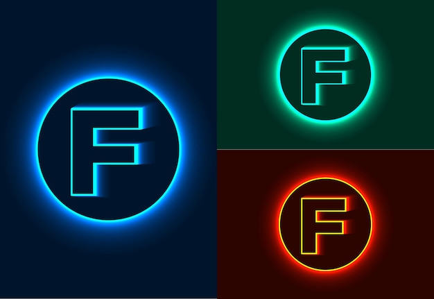 Letras del alfabeto de neón F vector diseño