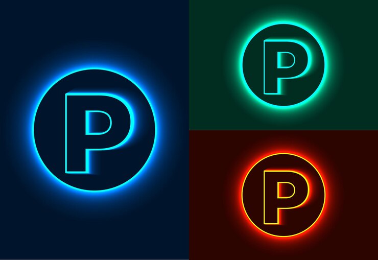 Vector letras del alfabeto de neón p diseño vectorial
