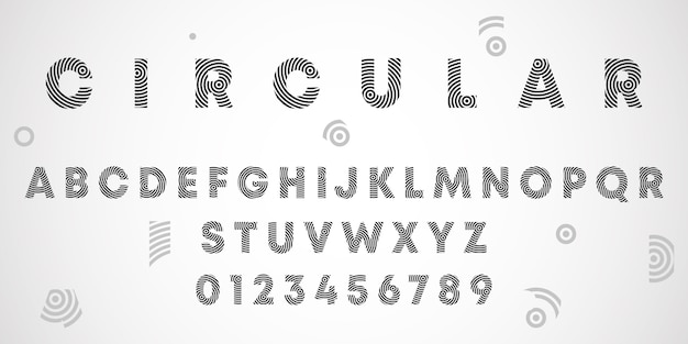 Letras del alfabeto y números de diseño circular