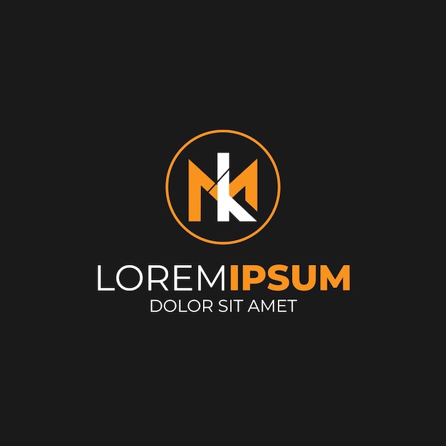 Las letras del alfabeto vectorial, las iniciales, el monograma, el logotipo km, mk, k y m