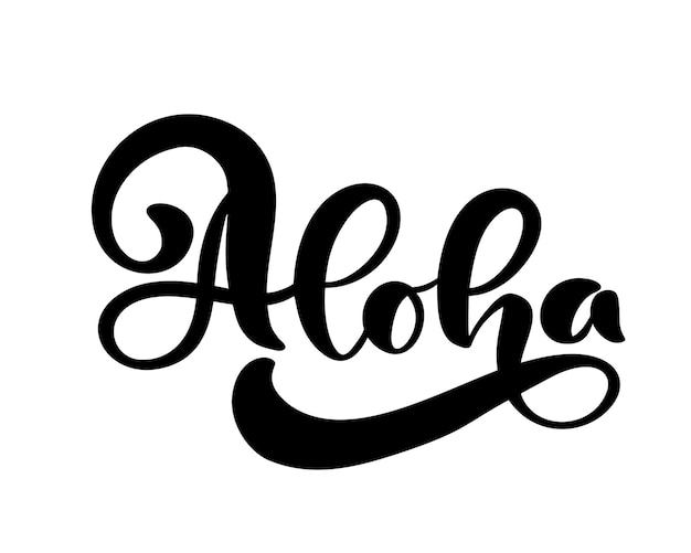 Letras de Aloha Ilustración de caligrafía vectorial Gráficos exóticos tropicales hechos a mano hawaianos Verano