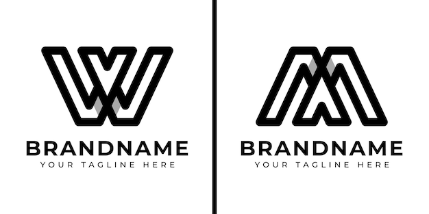 Las letras AM y WV Monogram Logotipo adecuado para cualquier negocio con AM MA VW o MV iniciales