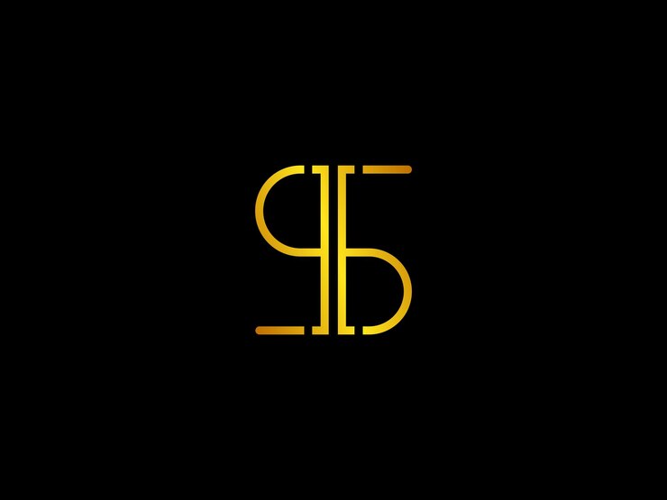 Vector letras amarillas s y s sobre un fondo negro