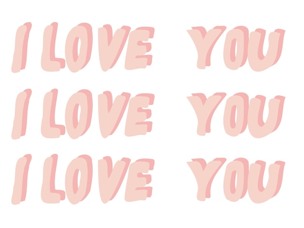 Letras de amor en inglés te amo vector de fondo rosa aislado para invitaciones de tarjetas de felicitación del día de san valentín