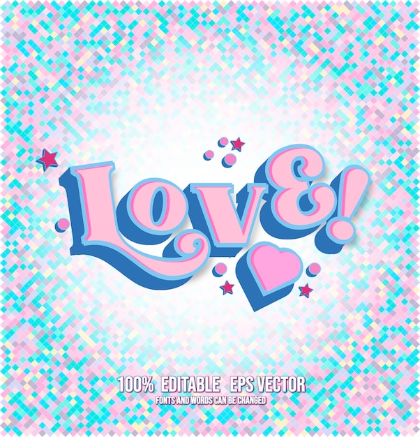 Vector letras de amor con texto editable